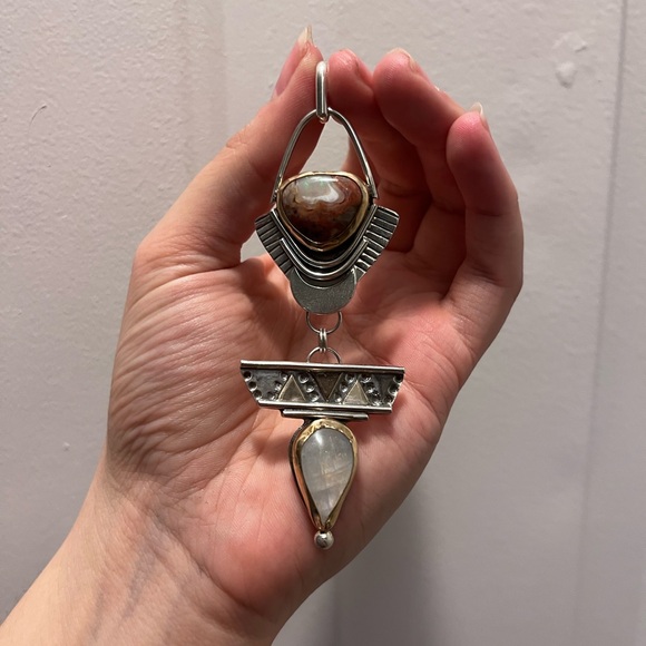 Silver Opal with Moonstone Pendant - Picture 1 of 3